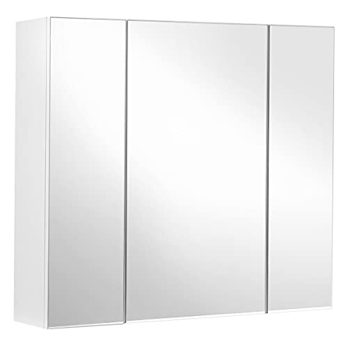 VASAGLE White Bathroom Wall Cabinet with Mirror