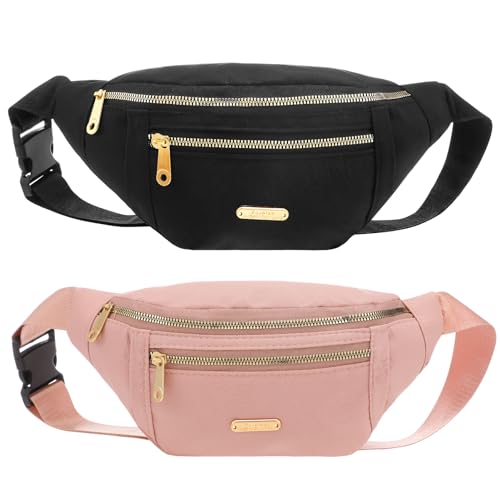2 Pack Adjustable Fanny Pack for Travel & Sports