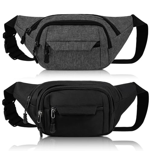 2 Pack Waterproof Fanny Packs with Adjustable Belt
