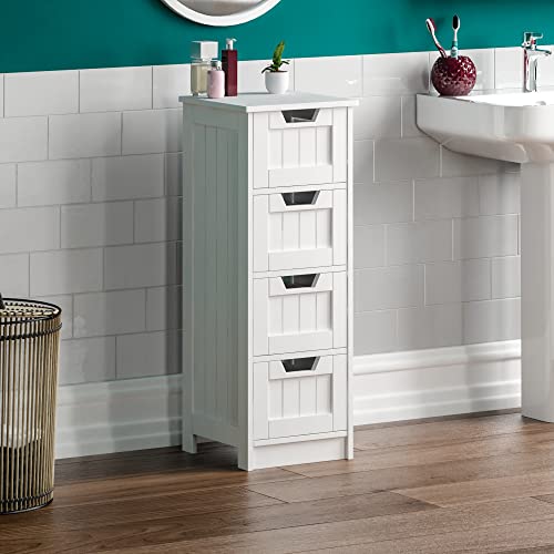 White 4-Drawer Bathroom Storage Cabinet Unit