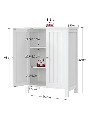 VASAGLE Freestanding White Bathroom Storage Cabinet