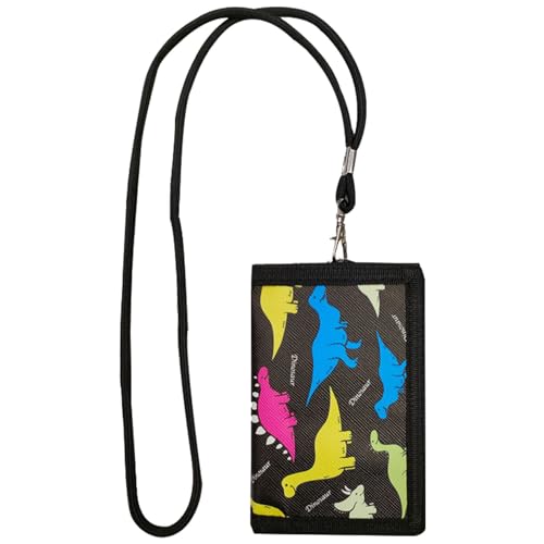Dinosaur Cartoon Trifold Kids Wallet with Zip Pocket