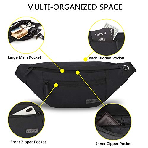 MAXTOP Adjustable Fanny Pack with Headphone Jack