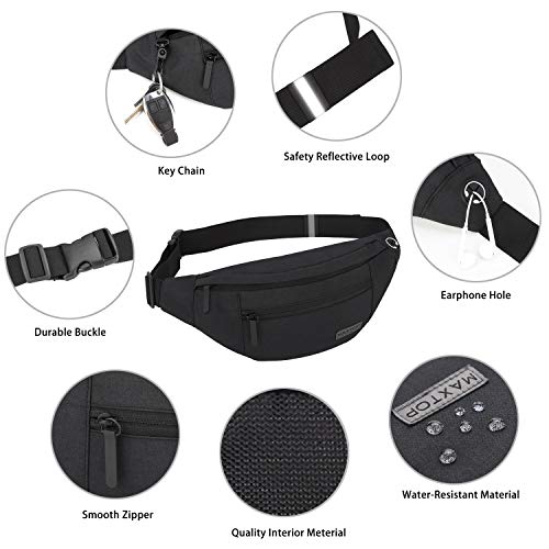 MAXTOP Adjustable Fanny Pack with Headphone Jack