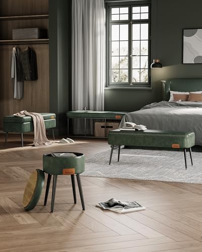 Mid-Century Modern Green Ottoman Bench, 300 kg Capacity