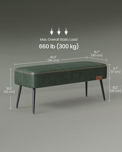 Mid-Century Modern Green Ottoman Bench, 300 kg Capacity