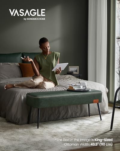 Mid-Century Modern Green Ottoman Bench, 300 kg Capacity