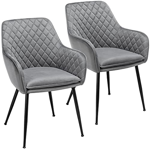 Stylish Velvet Dining Chairs Set of 2, Grey
