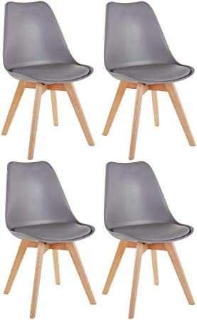 Contemporary Grey Dining Chair with Cushioned Pad