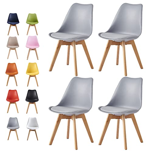 Stylish Set of 4 Retro Dining Chairs - Grey