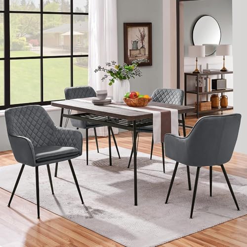 Stylish Velvet Dining Chairs Set of 2, Grey