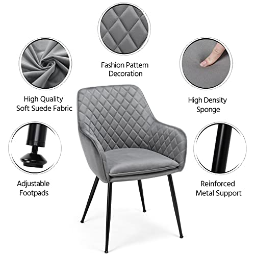 Stylish Velvet Dining Chairs Set of 2, Grey