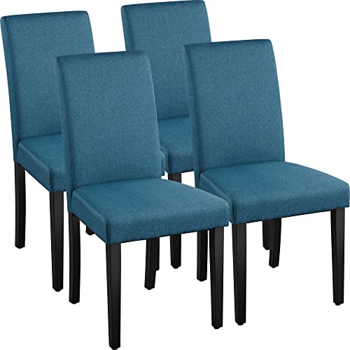 Blue Fabric Upholstered Dining Chairs Set of 4