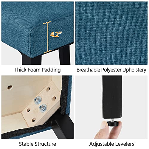 Blue Fabric Upholstered Dining Chairs Set of 4
