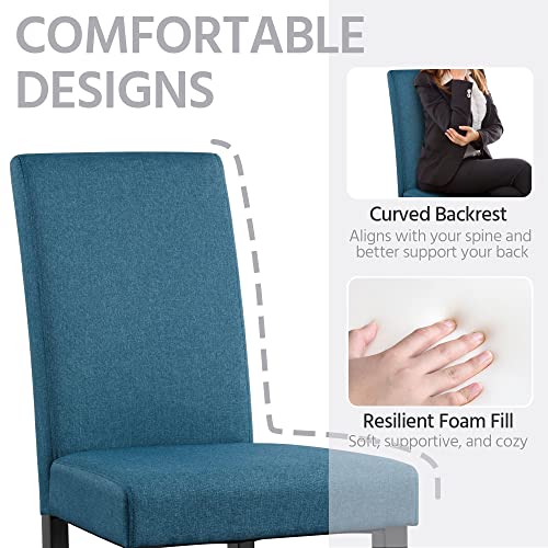 Blue Fabric Upholstered Dining Chairs Set of 4
