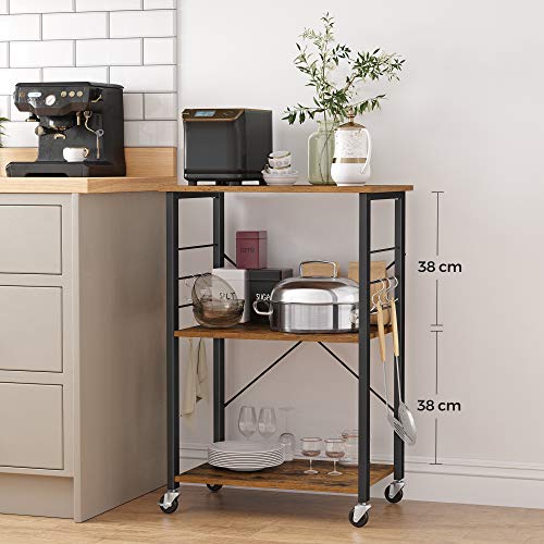 VASAGLE Rustic Kitchen Serving Trolley on Wheels