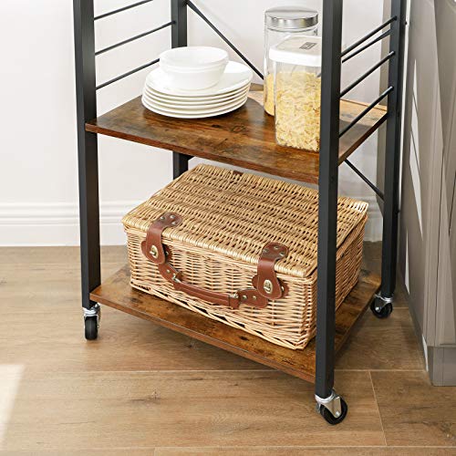 VASAGLE Rustic Kitchen Serving Trolley on Wheels