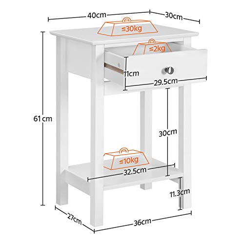 Yaheetech White Bedside Tables - Set of 2