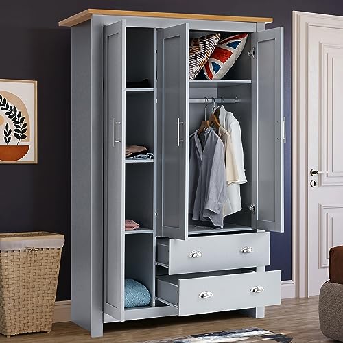 4-Piece Grey & Oak Bedroom Storage Set