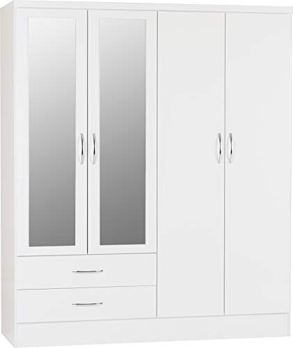 Seconique Nevada White Gloss 4-Door Wardrobe