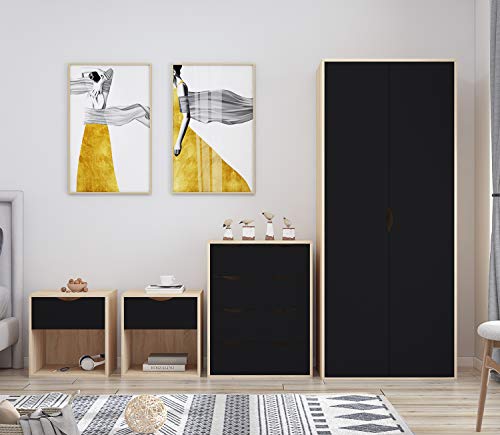 AFN Delvito 4-Piece Black Oak Bedroom Set