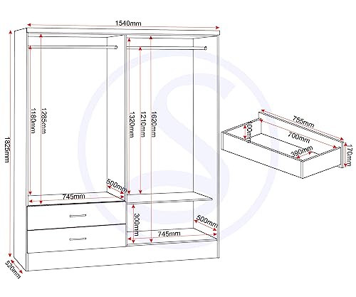 Seconique Nevada White Gloss 4-Door Wardrobe