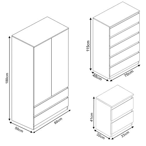 Glossy White 3-Piece Bedroom Furniture Set