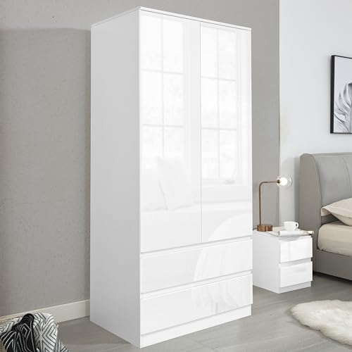 Glossy White 3-Piece Bedroom Furniture Set