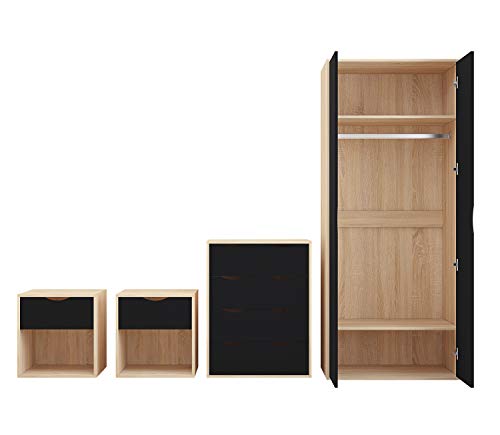 AFN Delvito 4-Piece Black Oak Bedroom Set