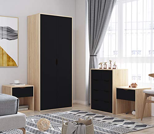 AFN Delvito 4-Piece Black Oak Bedroom Set