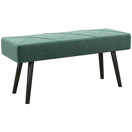 X-Shape Upholstered End of Bed Bench, Green