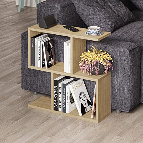 Versatile 2-Tier Oak Storage End Side Table