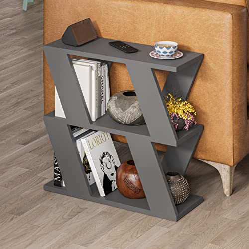 Modern Narrow Side Table with Storage Shelves