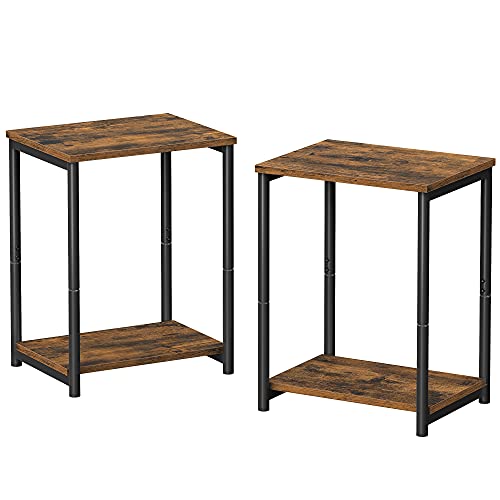 VASAGLE Set of 2 Industrial Side Tables, Rustic Style