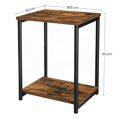 VASAGLE Set of 2 Industrial Side Tables, Rustic Style