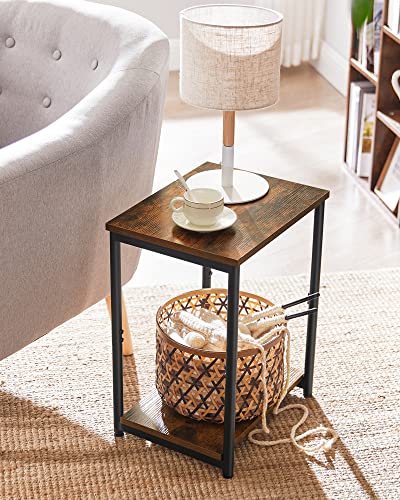 VASAGLE Set of 2 Industrial Side Tables, Rustic Style