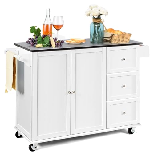GiantexUK Mobile Wooden Kitchen Island Trolley