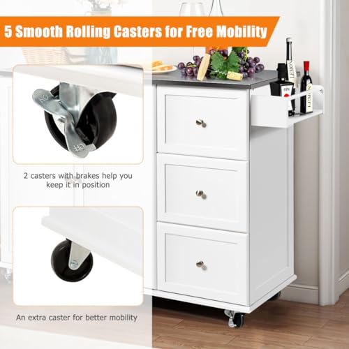 GiantexUK Mobile Wooden Kitchen Island Trolley