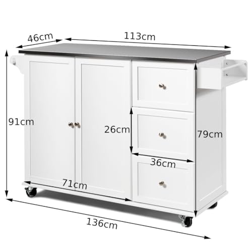 GiantexUK Mobile Wooden Kitchen Island Trolley