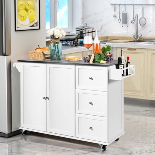 GiantexUK Mobile Wooden Kitchen Island Trolley