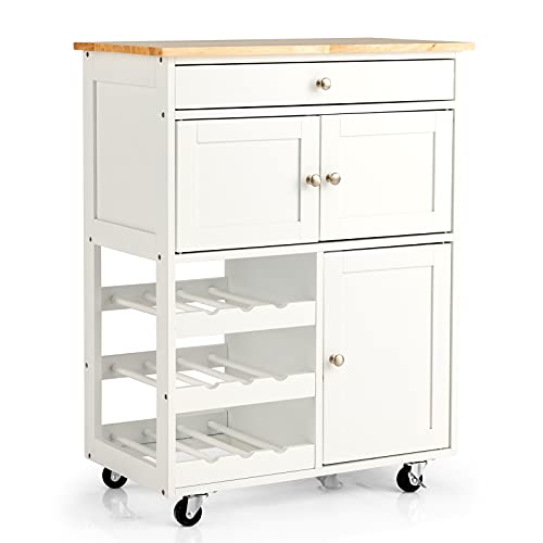 COSTWAY Rolling Kitchen Serving Trolley with Storage