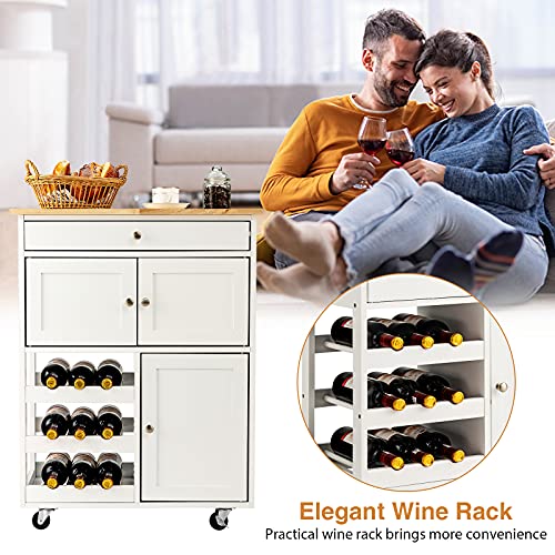 COSTWAY Rolling Kitchen Serving Trolley with Storage