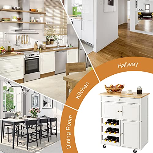COSTWAY Rolling Kitchen Serving Trolley with Storage