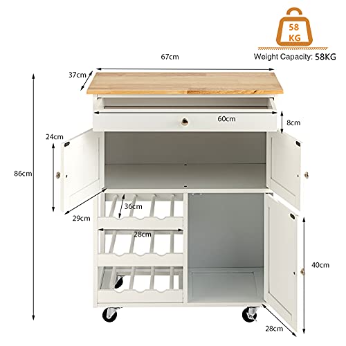 COSTWAY Rolling Kitchen Serving Trolley with Storage