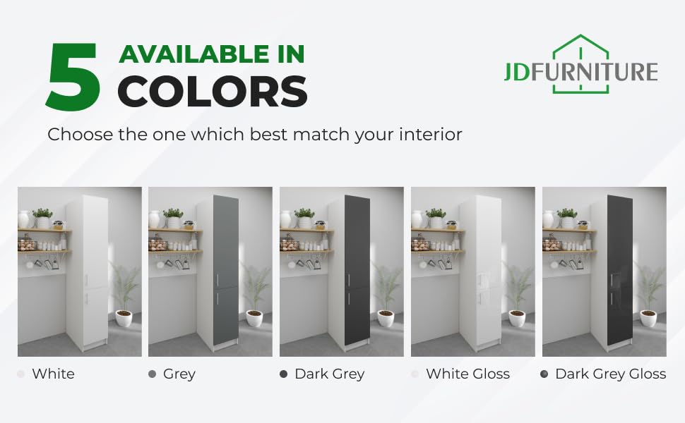 JD Greta Tall Kitchen Base Cabinet - 400mm White