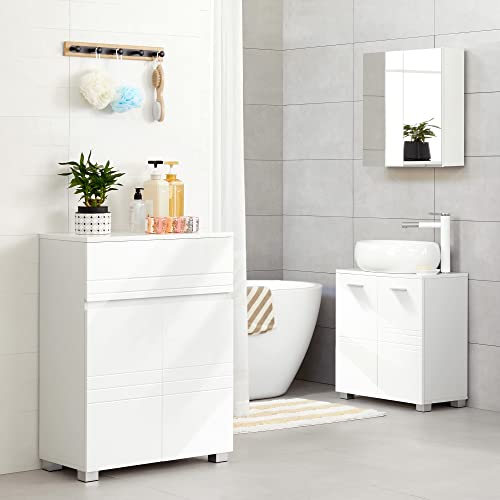 VASAGLE White Bathroom Cabinet with Adjustable Shelf