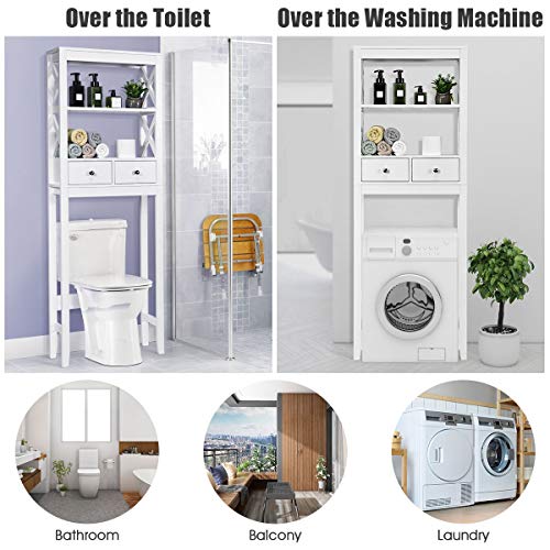 Stylish Over-The-Toilet Storage Rack with Drawers