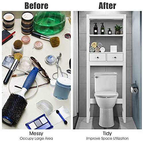 Stylish Over-The-Toilet Storage Rack with Drawers