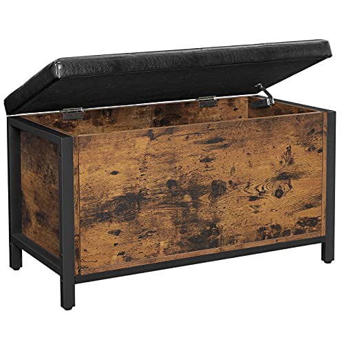 VASAGLE Industrial Storage Bench with Padded Seat
