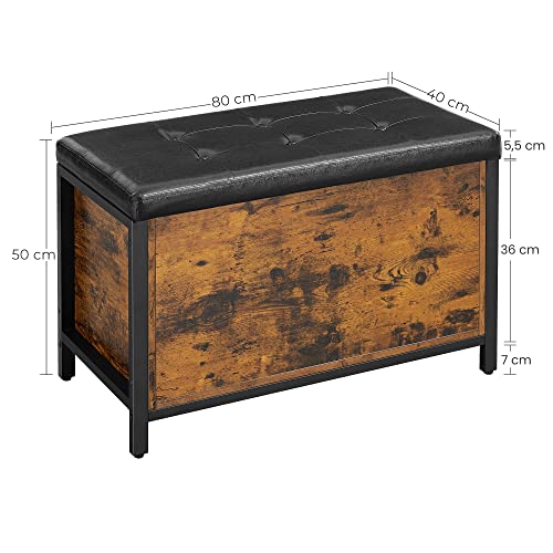 VASAGLE Industrial Storage Bench with Padded Seat